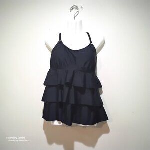 Island Escape Black 3Tier Slimming Spaghetti Strap Tankini Top Underwire Various